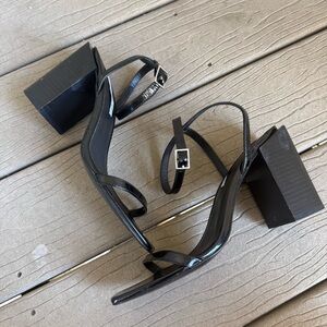 & Other Stories Black Strappy Block Heel Sandals, Size 10